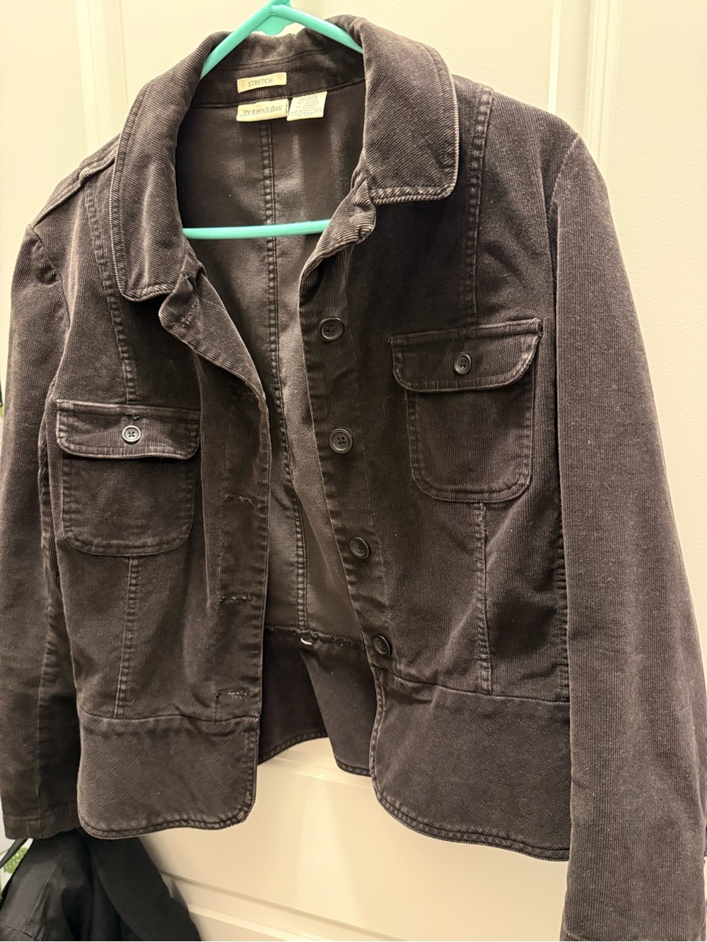 Worn-In Black Corduroy Jacket - Women's Button Front